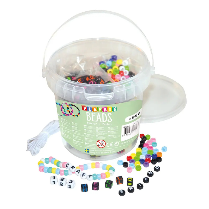 Pärlmix Hink Playbox Bokstavs- och kongopärlor 1000st/fp