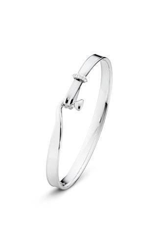 TORUN armring i sølv og hvidguld med brillanter - S 16,5 cm