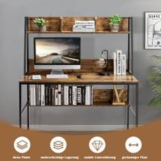 Computer skrivebord med hylde & bogreol & justerbare fodpuder Skrivebord Arbejdsbord kaffe