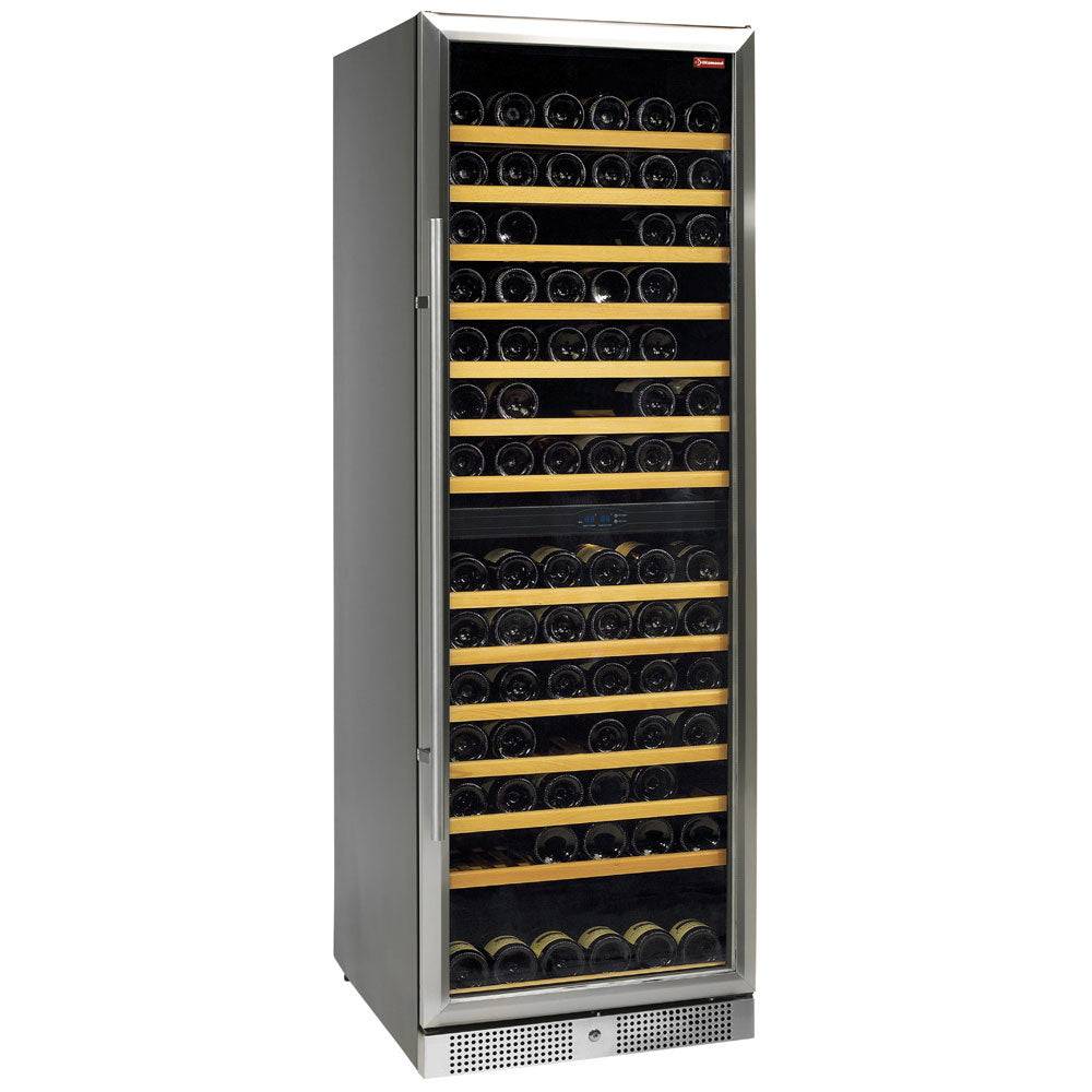 Glaserad vinkällare, ventilerad, 375 Lt., dörr i rostfritt stål, 2 TÂ°, SVART