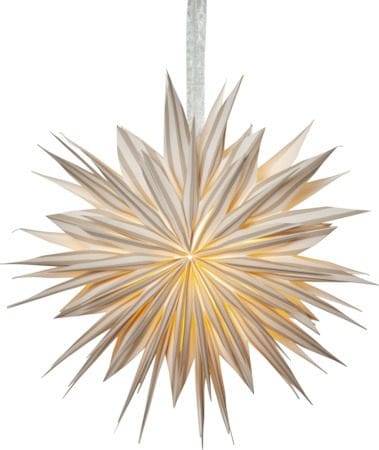 Star Trading Print Pappersstjärna 60 cm - vit med beige ränder Julpynt & juldekoration Vit,Beige Papper