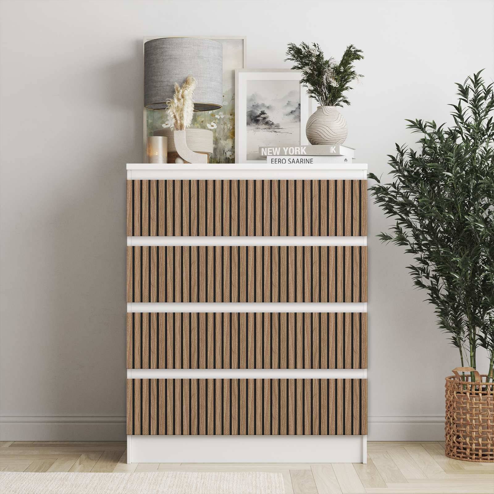 Selvklæbende klistermærker - Ikea Malm Decals / Vælg størrelse / Bejdset træ
