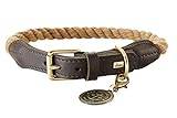 HUNTER LIST Hundhalsband, tau, läder, maritim, slitstark, väderbeständig, smidig, 70 (XL), beige
