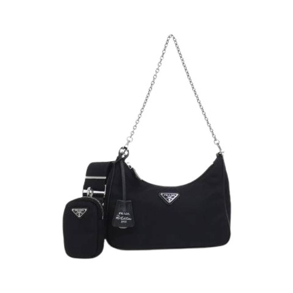 Prada Vintage Pre-owned Tessuto Saffiano Skuldertaske - Vintage - Dame - Sort - ONE SIZE - Uld