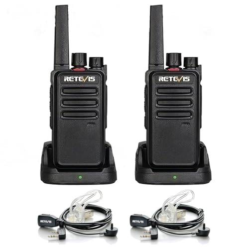 Retevis RT668 Walkie Talkie med Headset Licensfri Nödsituation 16 Kanaler CTCSS/DCS Pmr Radio Scan Squelch VOX 2-Vägs Radio Uppladdningsbar Walkie Talkie (Svart, 2 Delar)