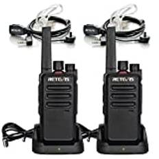 Retevis RT668 Walkie Talkie med Headset Licensfri Nödsituation 16 Kanaler CTCSS/DCS Pmr Radio Scan Squelch VOX 2-Vägs Radio Uppladdningsbar Walkie Talkie (Svart, 2 Delar)