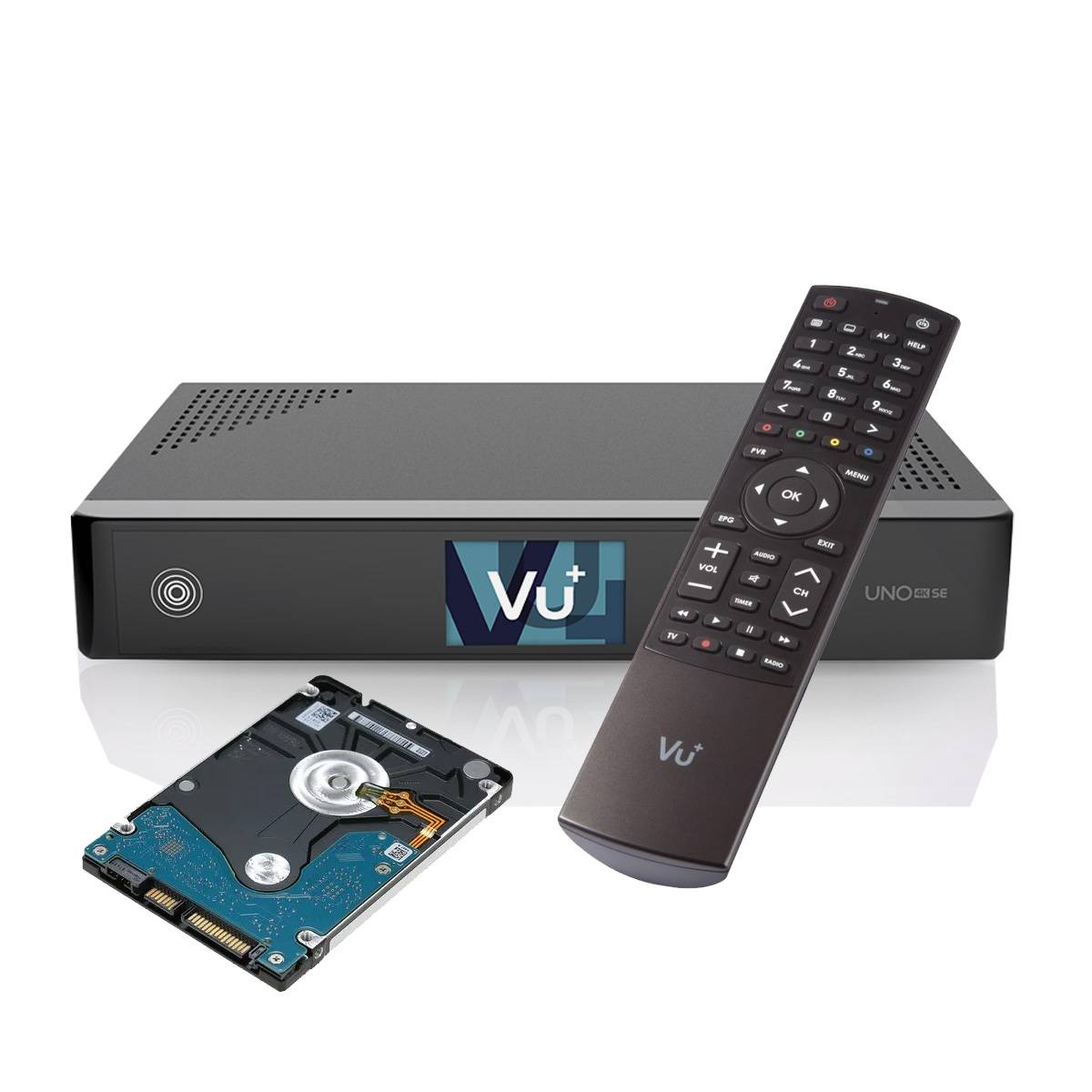 VU+ Uno 4K SE – UHD 4K Satellitmottagare med DVB-S2X FBC Twin Tuner (Välj variant: Med inbyggd hårddisk 1TB)