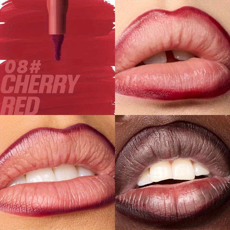 TEMU 1pc Waterproof, Not Sticky, Vibrant Colors, Change The Contour Of Lips, Lips , Lip Liner - , Pencil Form, Types, Brown, Pink, Red Line
