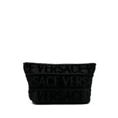 Versace - necessär med flockad logotyp - unisex - bomull/metalliserad polyester/bomull/polyester - one size - Svart