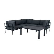 Venture Design Copacabanasofagruppe Sort med grå hynde 3hjørne,2midtdel&bord120x70cm