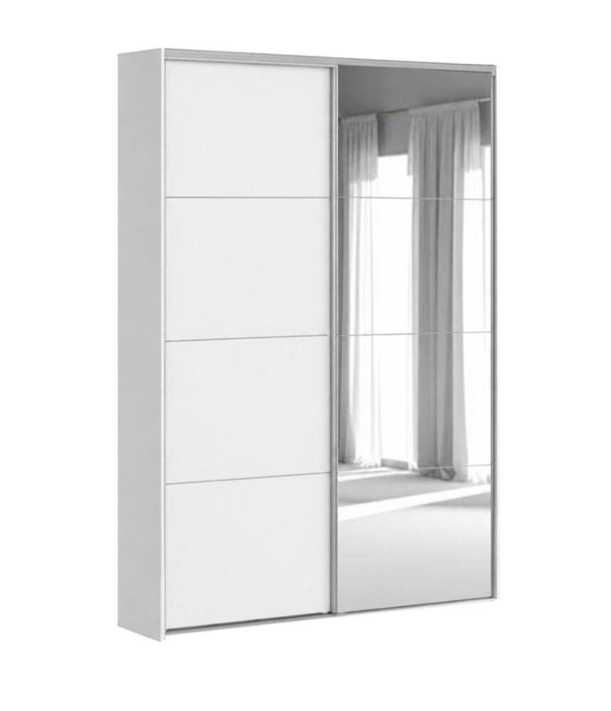 Flexislide Shape garderobeskab hvid/spejl 120x218,5x60 cm
