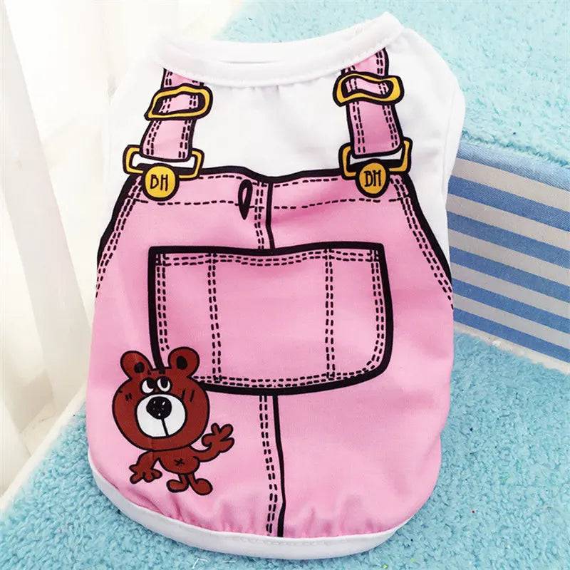 Casual Striped Vest T-Shirt for Small Dogs & Puppies – Soft Summer Dog Clothes - pink / S 1.5-2.5kg (S 1.5-2.5kg)