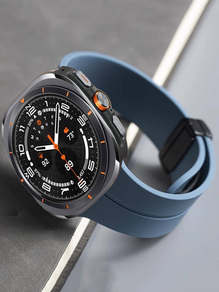 Magnetisk Silikon För Samsung Galaxy watch ultra Rem 47mm Tillbehör Inga glipor Armband correa galaxy watch 7 ultra band 47 mm vit