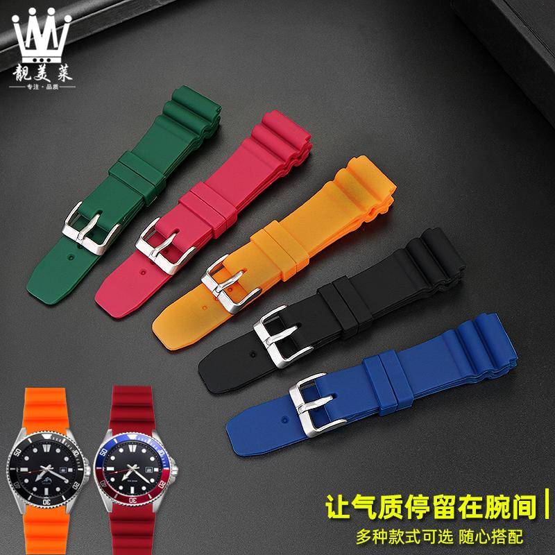 Silikonarmband 22 mm För CASIO swordfish dykklocka MDV-106 MDV-107 MTP-VD01D efr-303l klockarmband Orange grön herrarmband