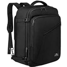 MATEIN Reseryggsäck handbagage flygplan, utbyggbar 50 x 35 x 20 cm bagageryggsäck herr stor kabinväska lätt resa ryggsäck dam skolryggsäck carry On Travel Backpack för affärer, arbete, Svart