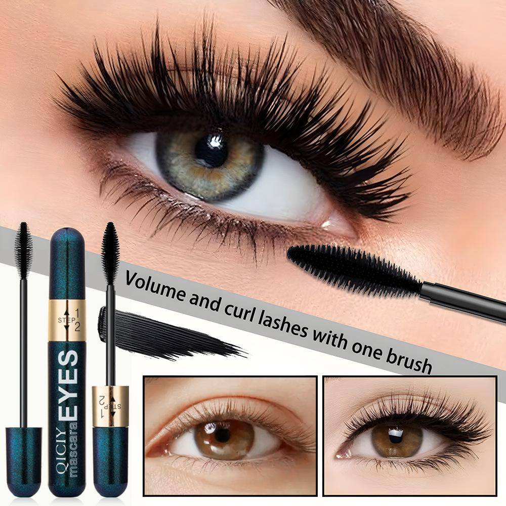 2-i-1 Långvarig Mascara för Naturlig Längd och Böjd Effekt black