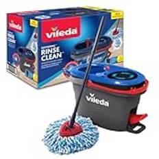 Vileda RinseClean Spin Moppsystem, separerar rent och smutsigt vatten, enkel vridning, mikrofiber mopp och hink set