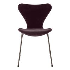 Fritz Hansen - Sjuan 3107 Velvet Edition Dark Plum - Spisebordsstole - Arne Jacobsen - RØD - Metal/Tekstilmateriale