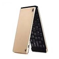 Keyboard -PYRIOLHI- Wireless Bluetooth folding keyboard - Aluminum folding mini keyboard - Dual folding Bluetooth keyboard - Tablet keyboard(Golden)