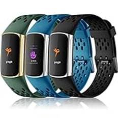 Epova Kompatibel med Fitbit Charge 5 rem/Fitbit Charge 6 rem för kvinnor och män, mjukt andningsbart justerbart vattentätt ersättningsarmband kompatibelt med Charge 5 rem / Charge 6 rem