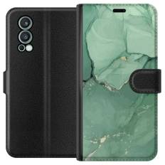 OnePlus Nord 2 5G Sort Tegnebogsetui Grön Marmor