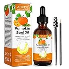 Pumpafröolja, Pumpkin Seed Oil for Hair Growth 60 ml ekologisk pumpafröolja för hår, 100 % rent kallpressad, massageolja för ögonbryn och ögonfranstillväxt, hudvård