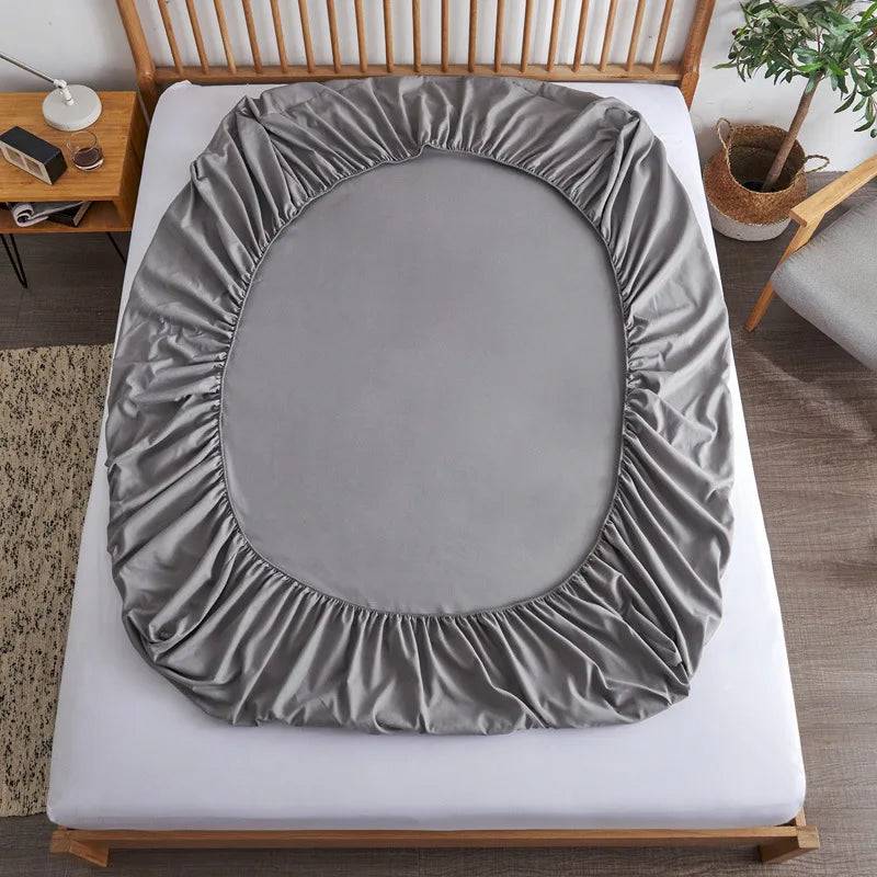 Cotton Fitted Sheet with Elastic Bands Non Slip Adjustable Mattress Covers - light grey / 90x200cmx10cm
