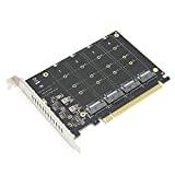 M.2 NVMe SSD To PCIE X16 Adapter Card, 4 Port M Key M.2 SSD Expansion Card, 32Gbps PCIE 3.0/4.0 To NVME Adapter, PCI-E HF Card with Full Speed with LED Indicators(4-Bay)
