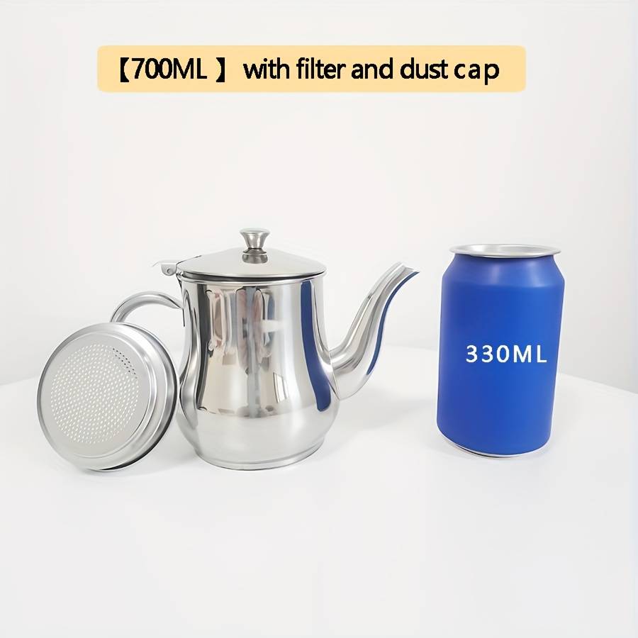 TEMU Stainless Steel Tea Kettle With A Filter, Resistant To Rust And , Featuring A Handle And Spout, Suitable For Use In Hotels, Restaurants, And At Home