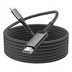 MEIRIYFA USB typ C till HDMI-kabel, USB C till HDMI-adapterkabel 4K 60 Hz enkelriktad nylonflätad typ C till HDMI-kabel för telefoner, bärbar dator, projektor, bildskärm, TV, DVR (2M)