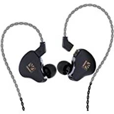 KBEAR KS1 hörlurar, stereo trådbundna öronsnäckor, dubbla magnetiska kretsar dynamiska HiFi-hörlurar, brusreducerande löstagbara kabelhörlurar (utan mikrofon, svart)