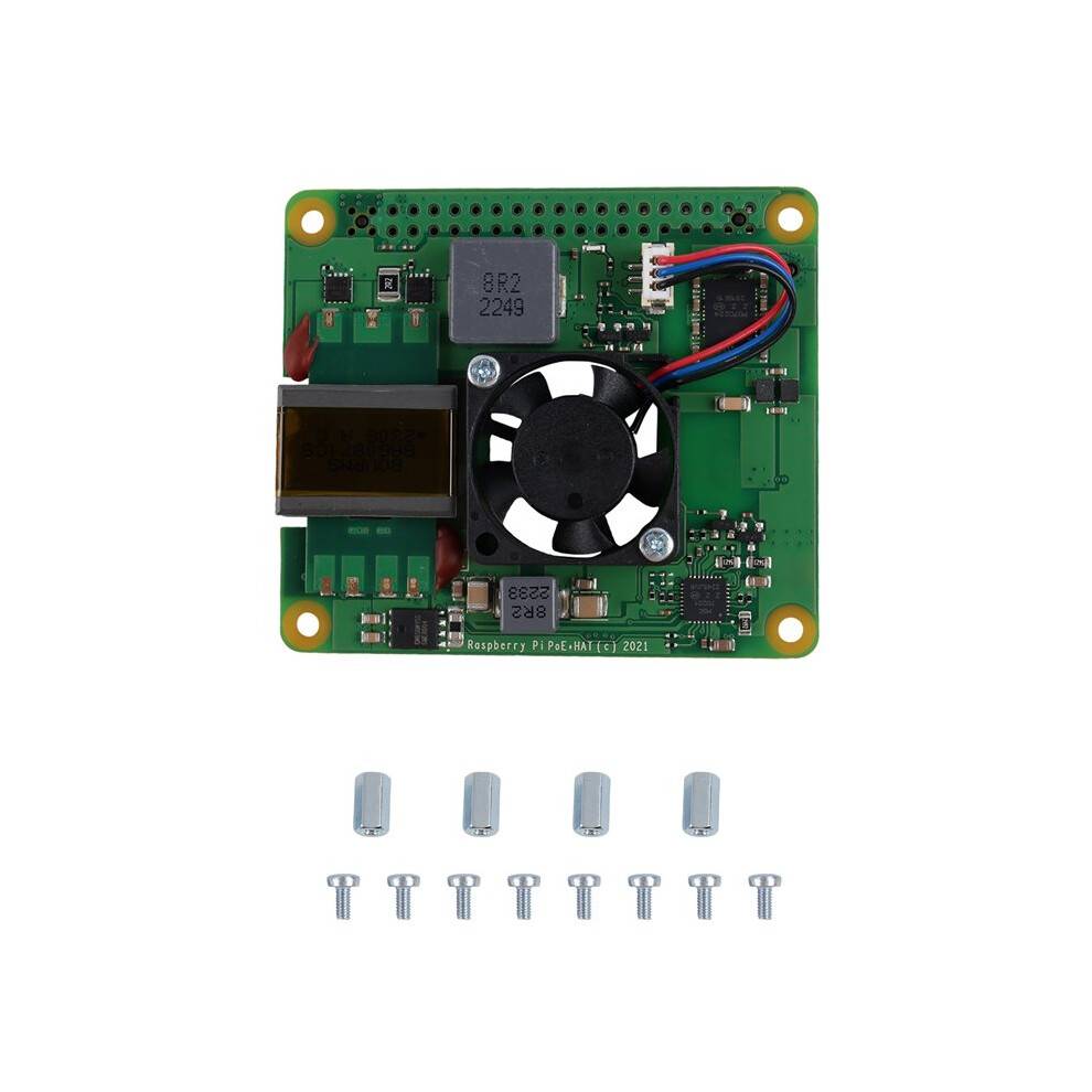 For Raspberry Pi PoE+ HAT Expansion Board for Raspberry Pi 4B/3B+ PoE+ HAT 802.3af/At with Cooling Fan