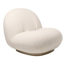 Gubi - Pacha Lounge Chair Fully Upholstered, Pearl Gold, Fabric Cat. 3 Gubi Harp 024 Ivory - Fåtöljer - Pierre Paulin - Vit - Metall/Textilmaterial