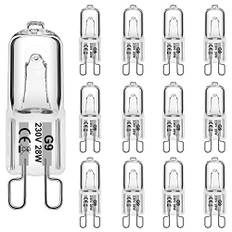 WeshLMPO Glühbirne G9 12 Stücke Halogen G9 28W Dimmbar Halogen Leuchtmittel G9 2700K für Backofen 300 Grad.
