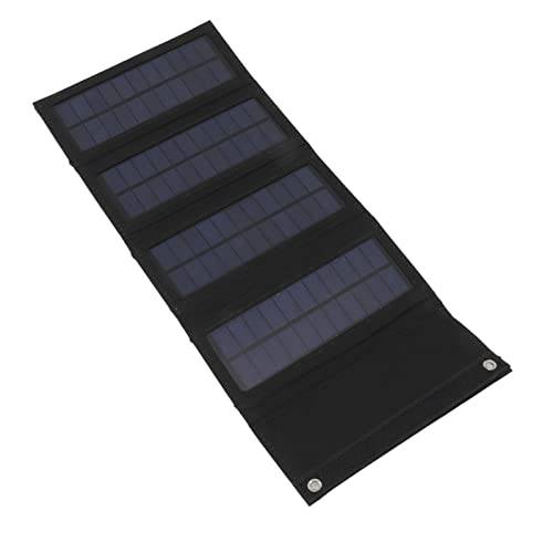 Solar Power Bank, 12W 4-vikt Solpanel Laddningsväska Vikbar Väska Vikbar Laddare för Utomhuscamping Vandring Nödladdning (Svart)