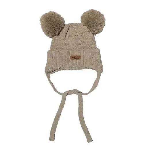 MINI DREAMS Mössa PomPom Sand 6-12mån