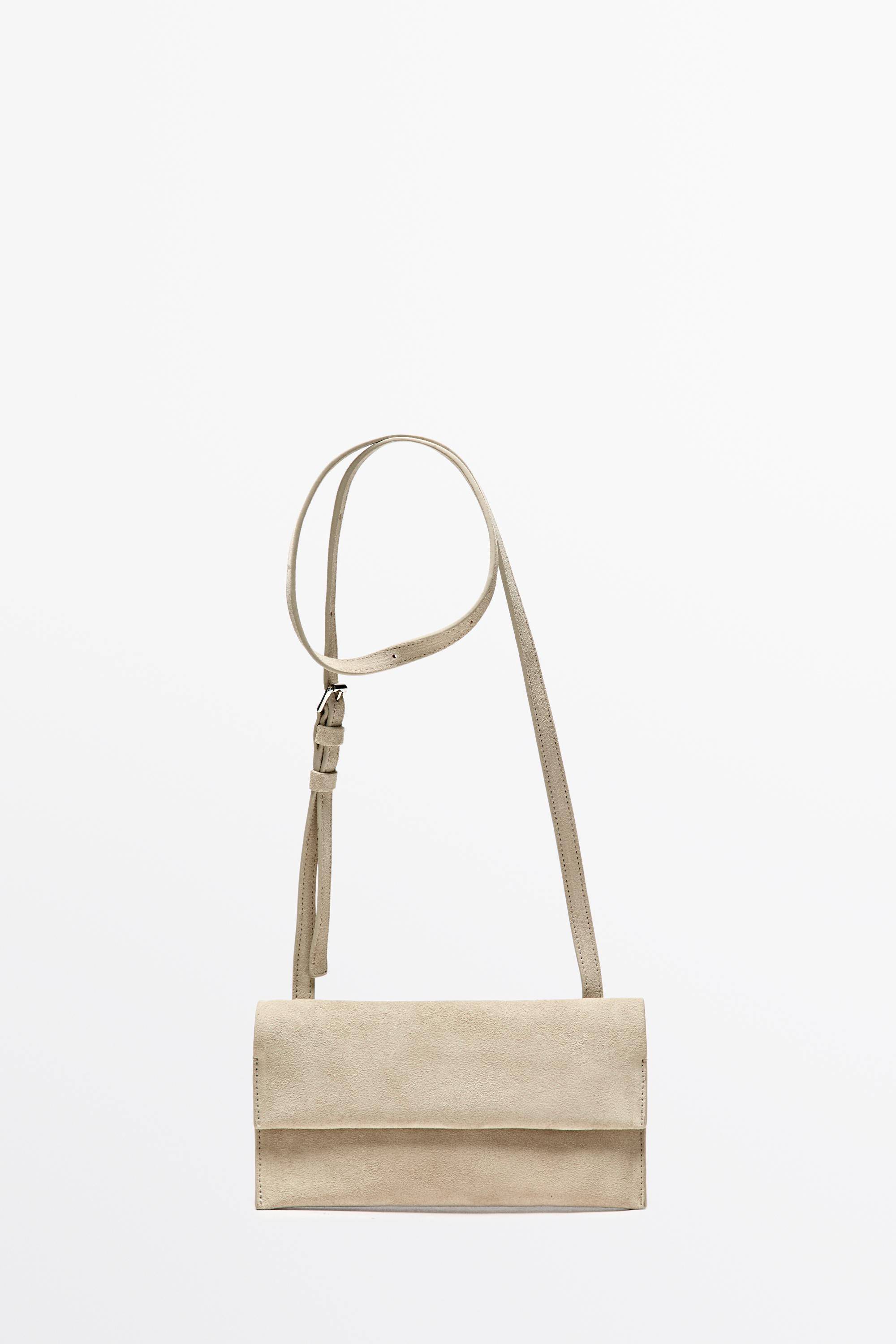 Massimo Dutti - Female - Skuldertaske I Ruskind - Råhvid - 01