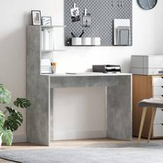 Skrivbord med hylla Betonggrå 102 x 50 x 124 cm Konstruerat trä