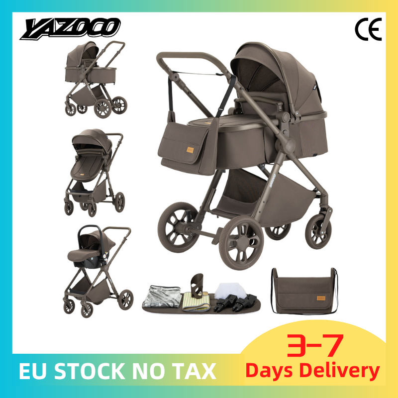 3‑in‑1 Newborn Travel System Stroller with Infant Car Seat, Elevated‑View Design, Lightweight Aerospace Aluminium Frame, Breathable Mesh Seat, One‑Hand Fold Space‑Saving Pram