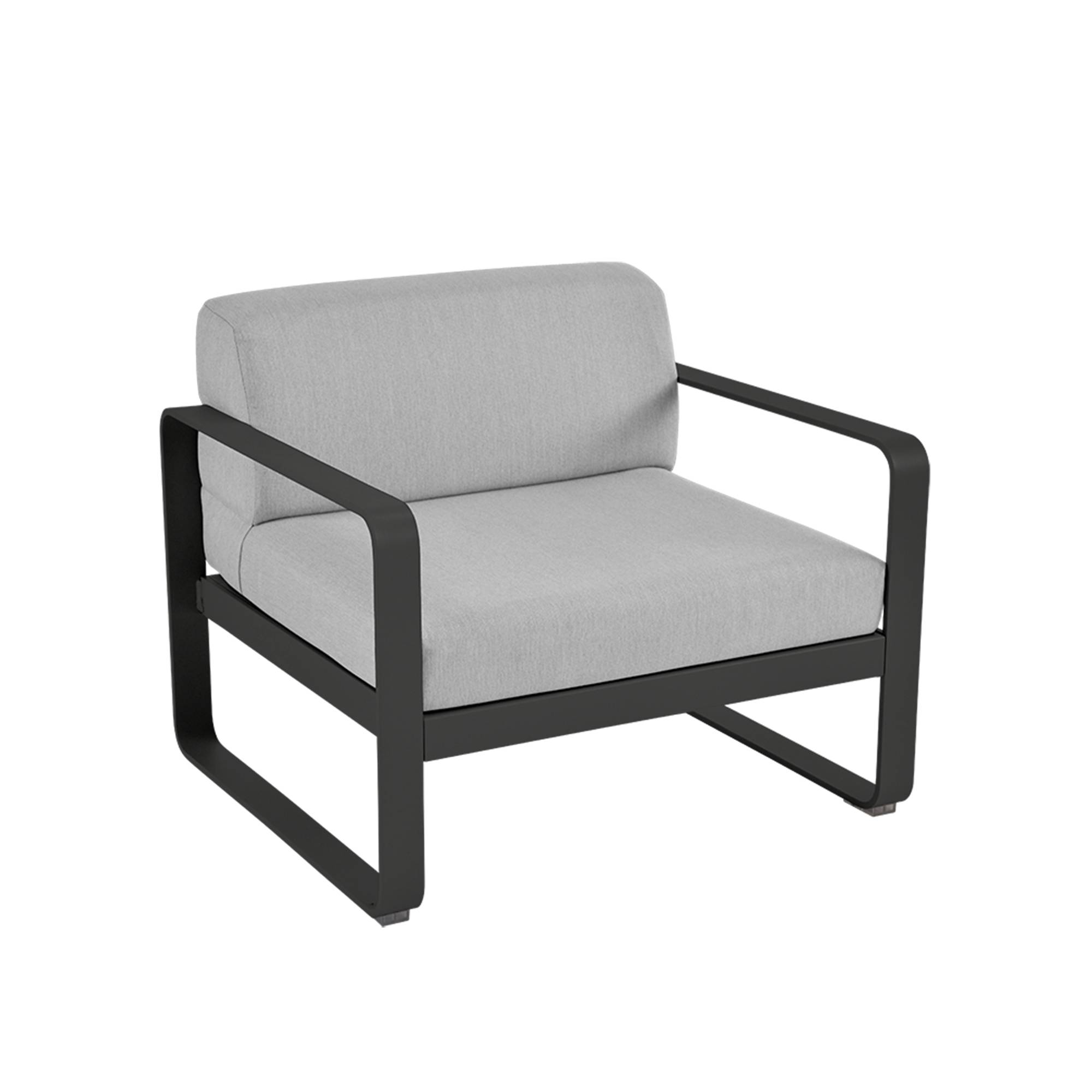 Fermob - Bellevie Armchair Flannel Grey Cushions, Liquorice - Fåtöljer utomhus - Pagnon & Pelhaître - Svart - Metall/Plast
