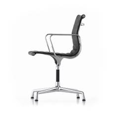 Vitra EA 104 karmstol Läder nero-polerad aluminium