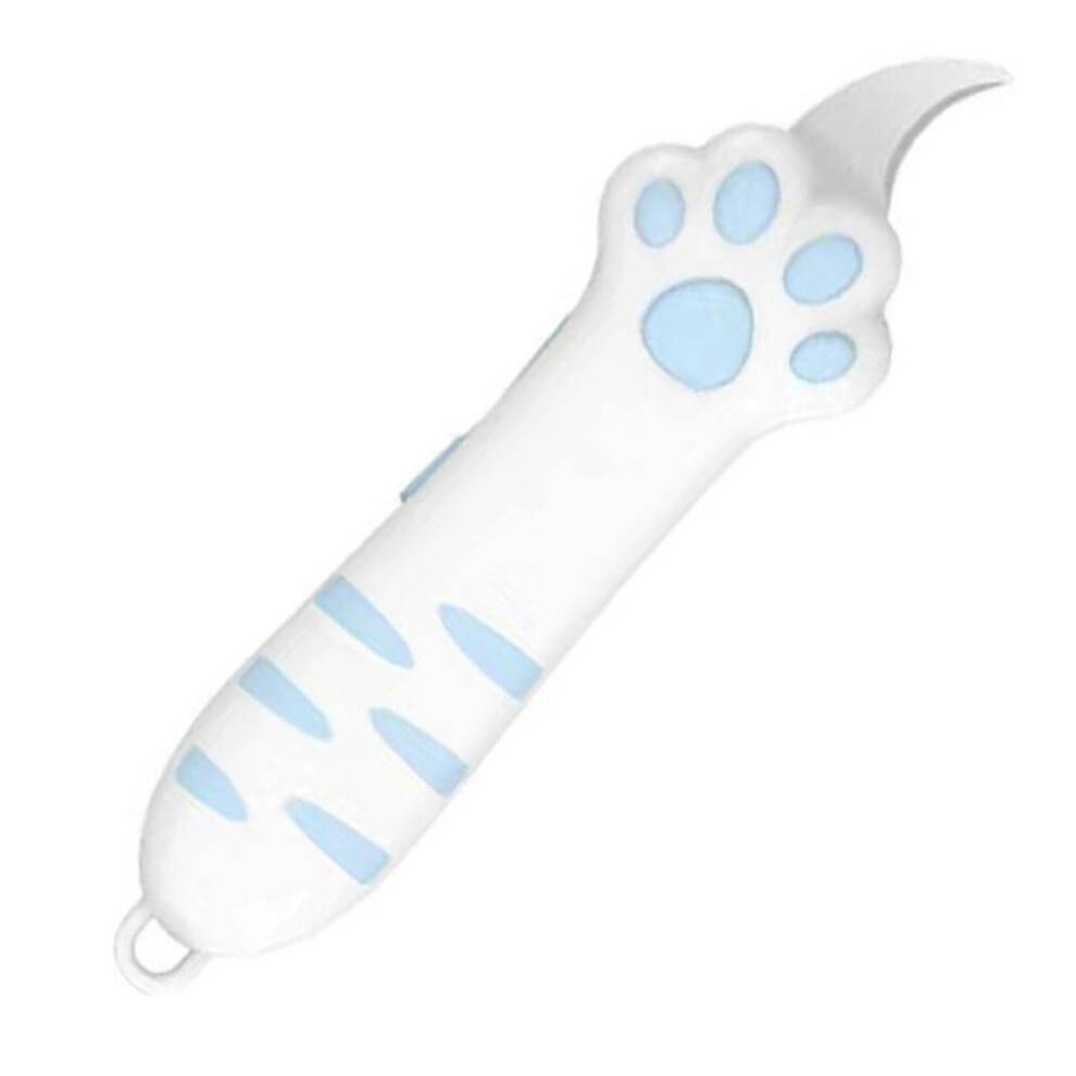 (Blue) Cute Retractable Box Cutters Cat Paw Shaped Mini Utility Knives for Cardboard Cutting