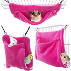 3 färger varma två lager papegoja hamster chinchilla hängmatta ekorre socker segelflyg hängande sovsäck säng bur liten husdjur leverans - Rosröd / 15 x 20cm