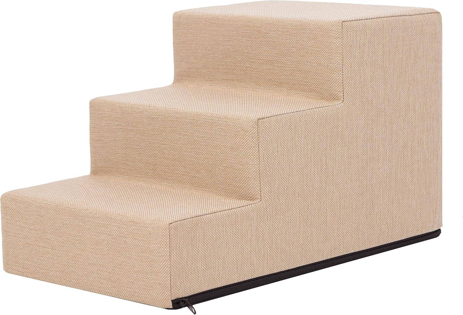 Washable Pet Stairs High Density Soft Foam Small Dog/Cat Ramp Ladder Stair Extra Wide Non-Slip Steps for High Bed or Couch