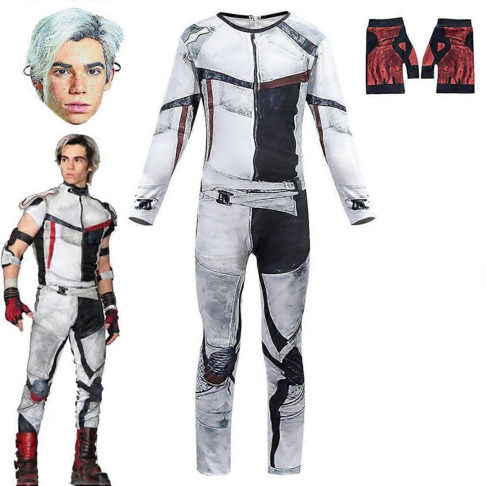 (2XL for Adults, Jumpsuit+Gloves) Kids Adults Descendants 3 Carlos Cosplay Costume Junpsuit Outfit Dress Halloween