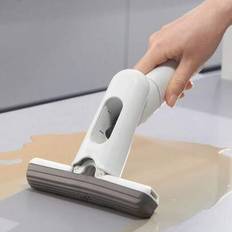 Mini spraymopp med självpressande handtag och förtjockad rengöringsduk, snabb svampmopp, återanvändbar magisk våtservett, non-woven tyg, lämplig för f - Multifärgad (En-Storlek,Vit,svart,Ersättningshuvud)