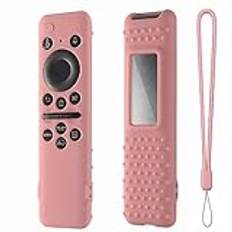 Hi Color Silikon fjärrkontroll för Samsung BN59-01432A 2023 TM 2360E Samsung Smart TV Remote Samsung Solar Panel fjärrkontroll fodral med snodd (rosa)