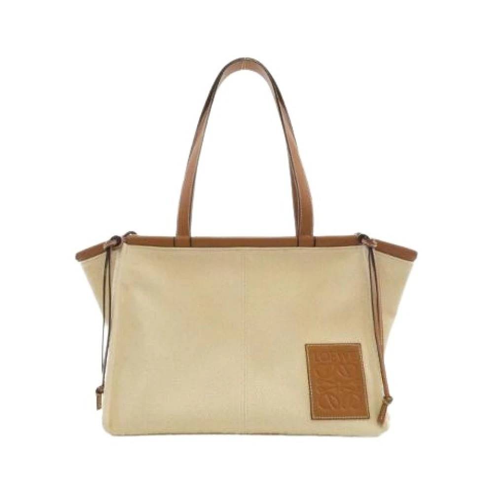 Loewe Pre-owned Pre-owned Cushion Tote Small Canvas Calf Tote Bag - Vintage - Dame - Beige - ONE SIZE - Uld