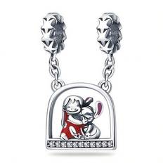 Disney 925 Sterling Silver Mickey Flower Fairy Charm Original Pärla För Plata De Ley 925 Silver Armband DIY Smycken Present - Multifärgad (2,62 cm)