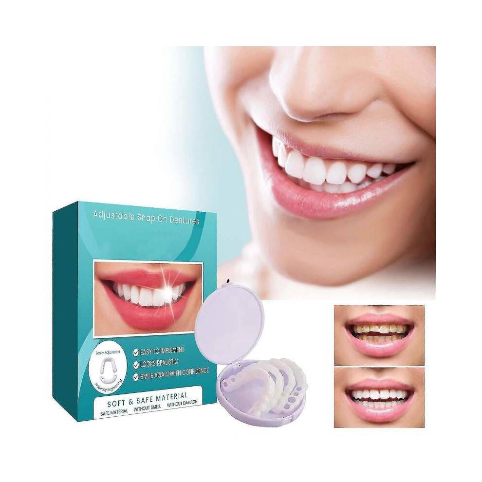 (2 Pairs) Denture Teeth Temporary Fake Teeth For Snap On Instant Confidence Smile, Dental Veneers For Temporary Teeth Restoration Tw
